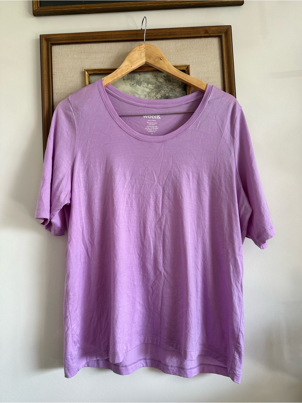 wool& Celine Merino Wool Signature Elbow Sleeve Tee - Wild Orchid sz 1X - Picture 3 of 8